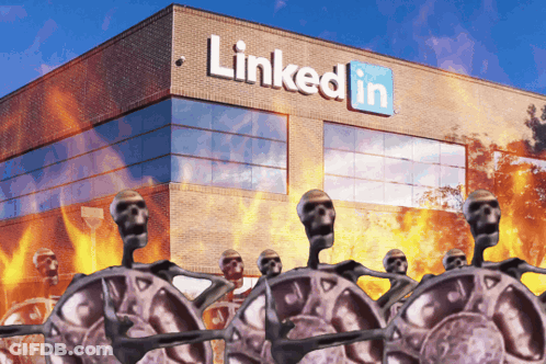 Skeletons Holding Shields In Front Of LinkedIn GIF