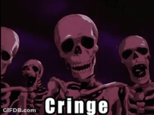 Skeletons Standing Next To Cringe GIF