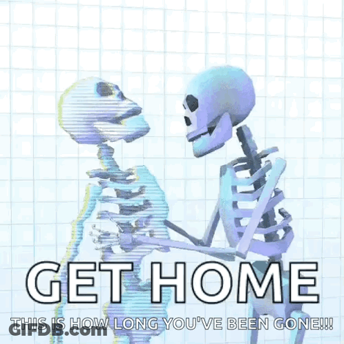 Skeletons Standing Next To Each Other Get Home GIF