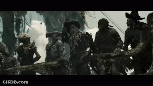 Skeletons Standing On A Ship GIF