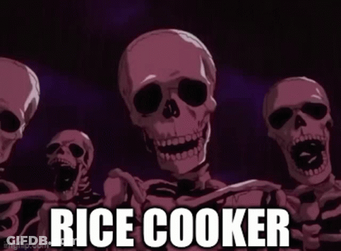 Skeletons Standing Together Saying Rice Cooker GIF
