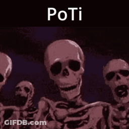 Skeletons Standing Together With Word Poti GIF