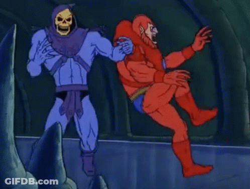 Skeletor And He Man Standing GIF