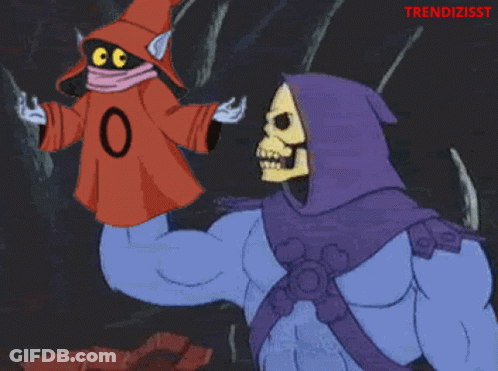 Skeletor And Orko Standing Together GIF