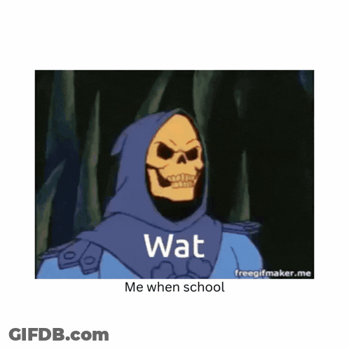 Skeletor Saying Wat Me When School GIF