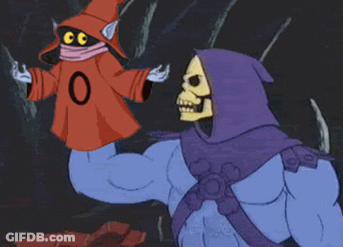 Skeletor Standing Next To Wizard GIF