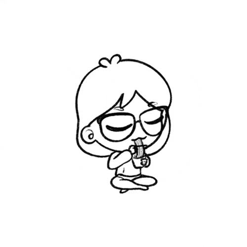 Sketch Black And White Woman Eating Noodles GIF