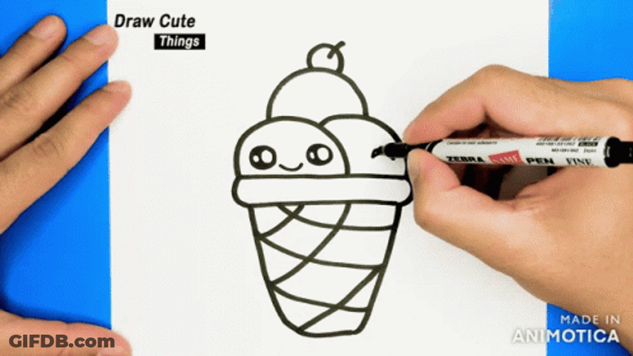 Sketch Of A Happy Ice Cream GIF