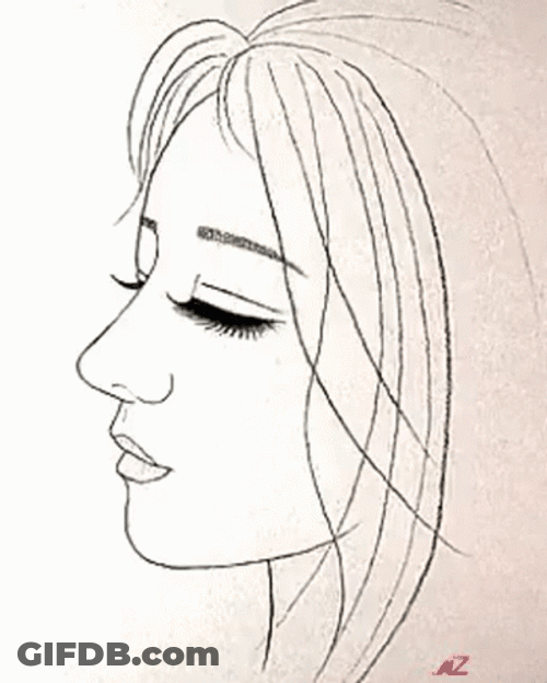 Sketch Of A Woman's Face GIF