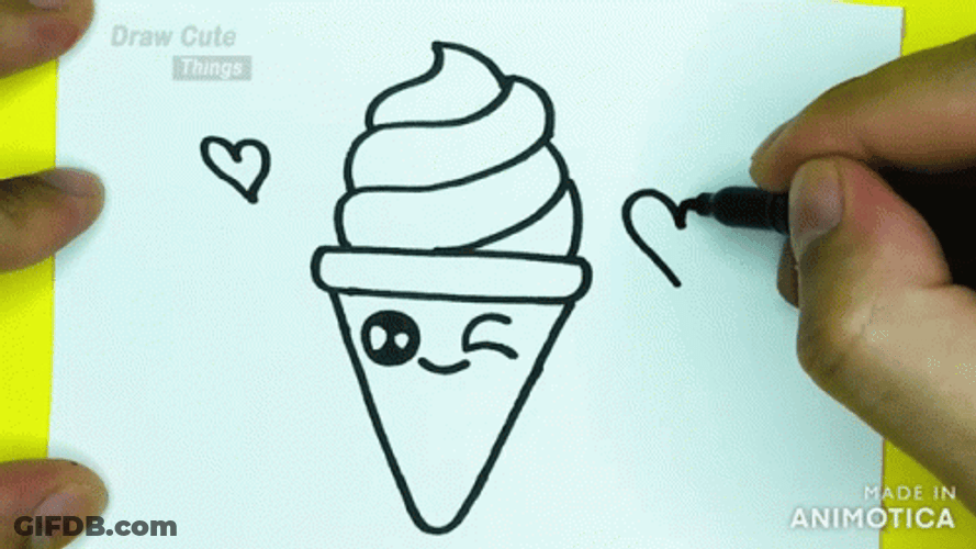 Sketch Of An Ice Cream And Juice GIF