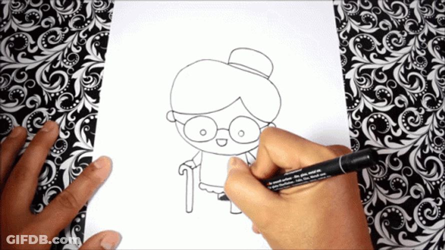 Sketch Of An Old Lady GIF