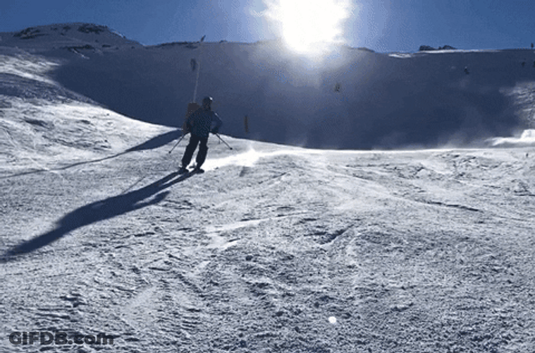 Ski Slide Blowing Snow GIF