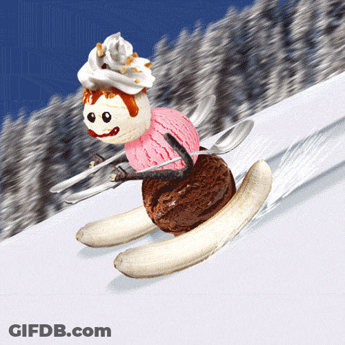 Ski Using Banana Nut And Spoons GIF