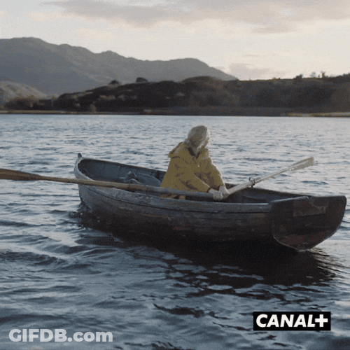 Skiff Girl Paddling Boat GIF