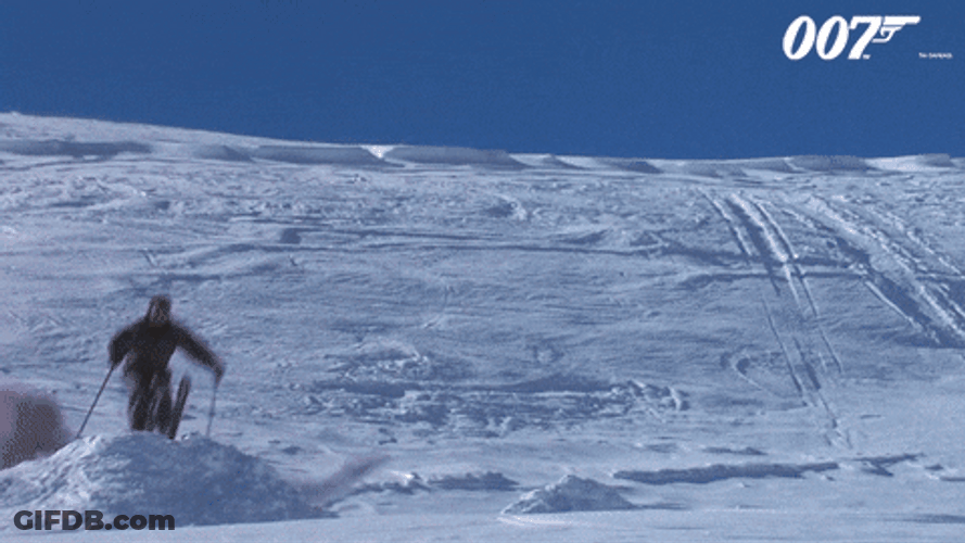 Skiing Explosion Pierce Brosnan GIF