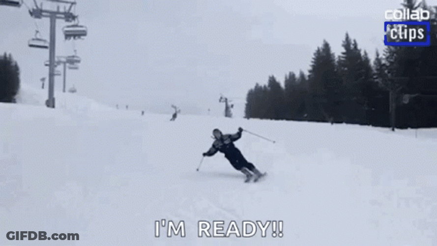 Skiing Fail I'm Ready GIF