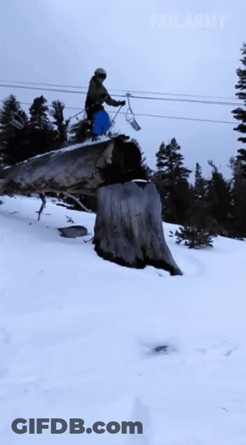 Skiing Fall Epic Fail GIF