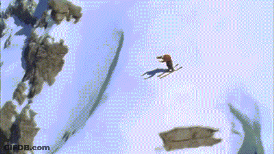 Skiing Falling Off Cliff GIF