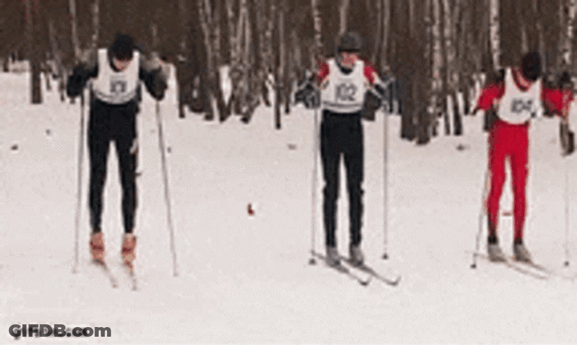 Skiing Race Epic Fail GIF