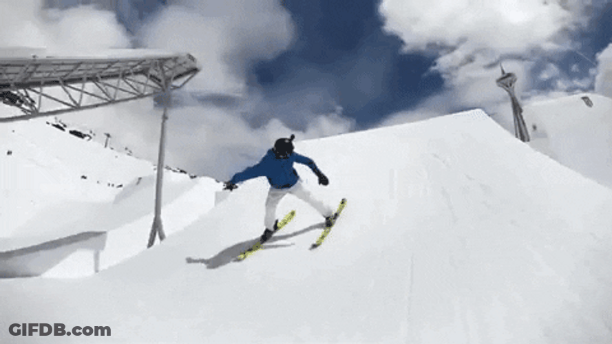 Skiing Stunt High Five GIF