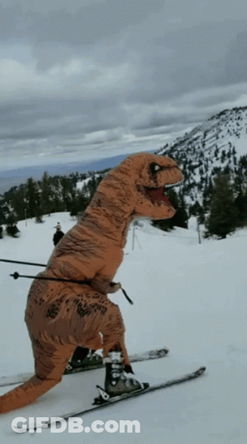 Skiing Tyrex Laughing Snow GIF