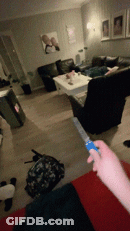 Skillful Butterfly Knife Technique Home GIF