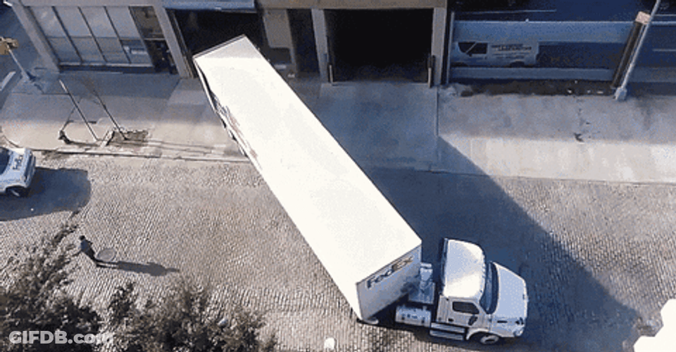 Skillful Truck Driver Parallel Parking GIF
