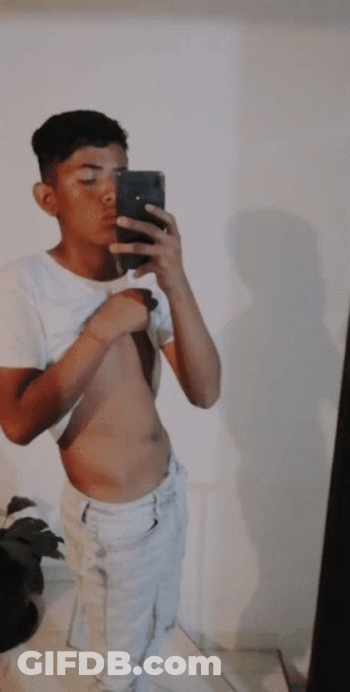 Skinny Man Abs Selfie GIF