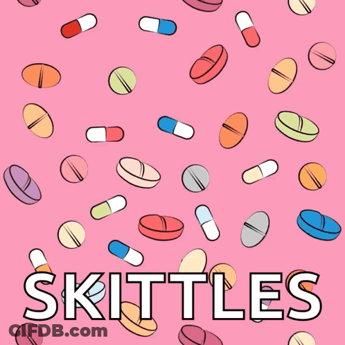 Skittles On Pink Background GIF