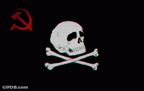 Skull And Crossbones With Red Hammer And Sickle GIF