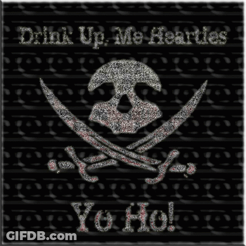 Skull And Crossed Swords Drink Up Me Hearties Yo Ho GIF
