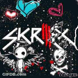 Skull And Hearts Skrillex GIF