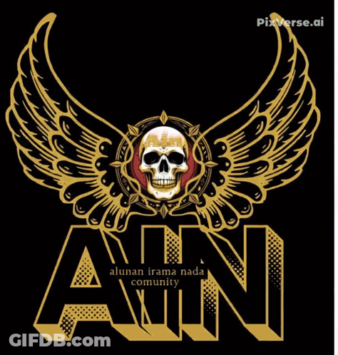 Skull And Wings Poster Saying An GIF