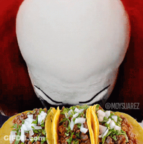 Skull Behind Tacos With Hashtag GIF