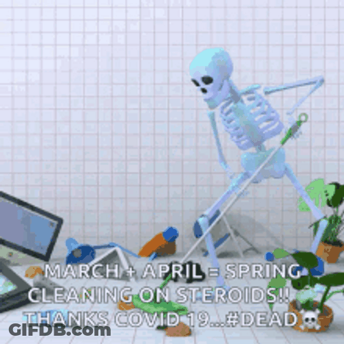 Skull Cleaning Although It's Dead From Covid GIF