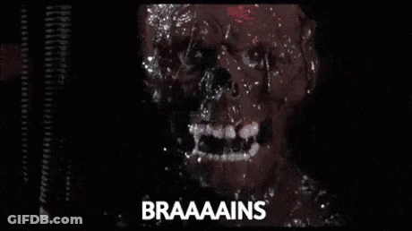 Skull Covered In Liquid Saying Braaaains GIF