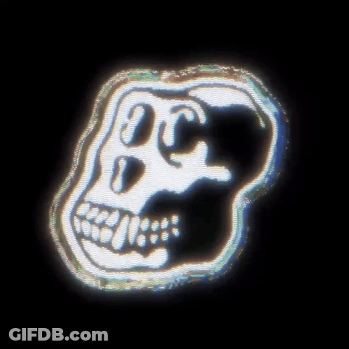 Skull Drawing On Black Background With Rainbow Colors GIF