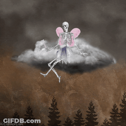 Skull Fairy Sitting On A Cloud GIF