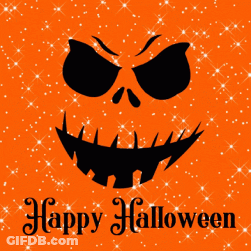 Skull Halloween Greeting Card Saying Happy Halloween GIF