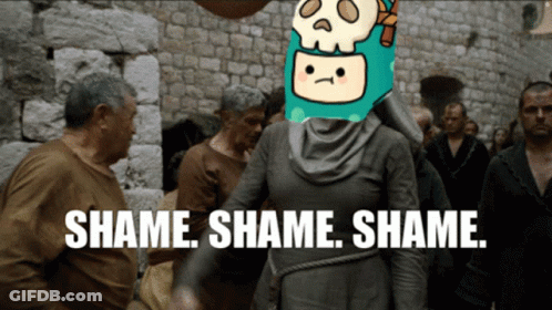 Skull-Headed Woman Saying Shame Shame Shame GIF