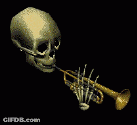 Skull Playing Trumpet Meme GIF