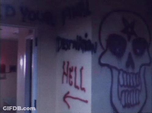 Skull Saying Hell In Red GIF