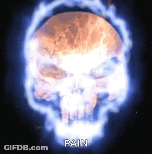 Skull Surrounded By Blue Flames Pain GIF