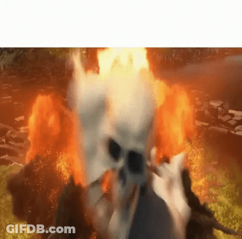 Skull Surrounded By Flames In Video Game GIF