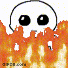 Skull Surrounded By Flames GIF