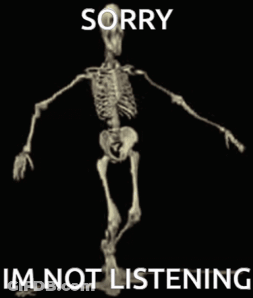Skull Walking Around Not Listening GIF