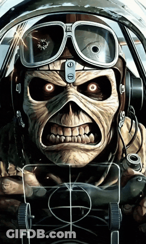 Skull Wearing Helmet And Goggles With Letter O GIF