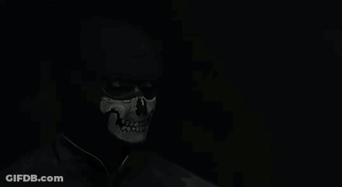 Skull With Braces Standing In Dark GIF