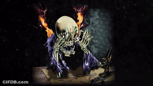 Skull With Flaming Eyes GIF