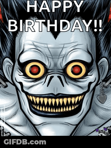 Skull With Happy Birthday Text GIF